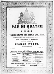 ジュールペロー作「Pas de Quatre」の楽譜カバー、1845年頃（印刷紙）